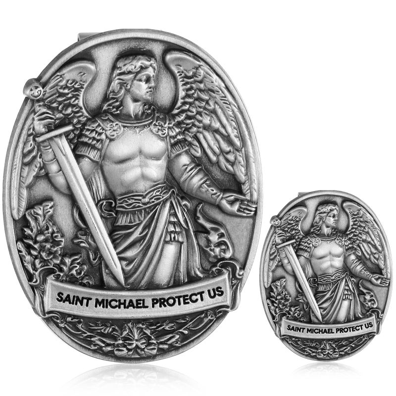 Datanly 2 Pcs St Michael Medal for Car Saint Michael Visor Clip Accessories Bless Driving Safety Religious Gift for Driver Friend - Image 3