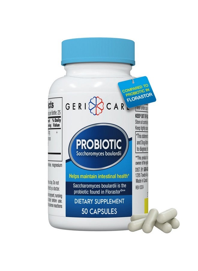 GeriCare S. Boulardii Probiotic Saccharomyces Boulardii - Probiotics for Digestive Health for Women & Men - 500mg - Compare to The Active Ingredient in Florastor Probiotic Gut Formula (50 Capsules) - Image 1