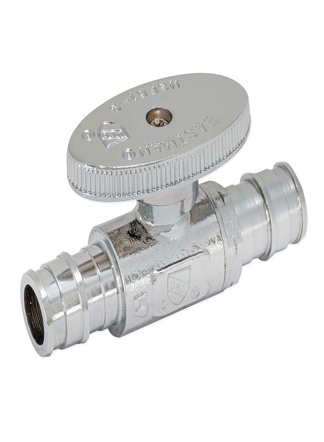 إيست مان صمام إيقاف مستقيم ربع دورة من إيستمان، توسعة 1/2 بوصة من مادة PEX × 1/2 بوصة من مادة PEX، كروم، 10718LF - Image 1