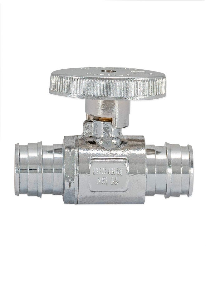 إيست مان صمام إيقاف مستقيم ربع دورة من إيستمان، توسعة 1/2 بوصة من مادة PEX × 1/2 بوصة من مادة PEX، كروم، 10718LF - Image 2