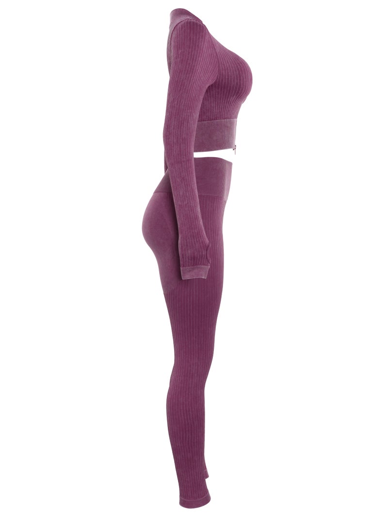 Modest Women's Full-Length Zip-Up Yoga Set – Long Sleeve & Pants, Stretchy and Slim-Fit Sportswear, Perfect for Yoga, Gym, and Outdoor Workouts  - Image 4