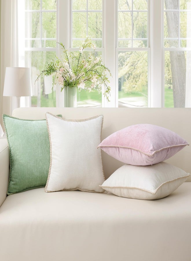 decorUhome Christmas Chenille Soft Throw Pillow Covers 12x20 Set of 2, Lumbar Velvet Farmhouse Neutral Decorative Euro Pillow Covers with Stitched Edge for Couch Sofa Bed Home Decor, Sage Green - Image 5