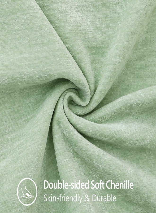 decorUhome Christmas Chenille Soft Throw Pillow Covers 12x20 Set of 2, Lumbar Velvet Farmhouse Neutral Decorative Euro Pillow Covers with Stitched Edge for Couch Sofa Bed Home Decor, Sage Green - Image 2