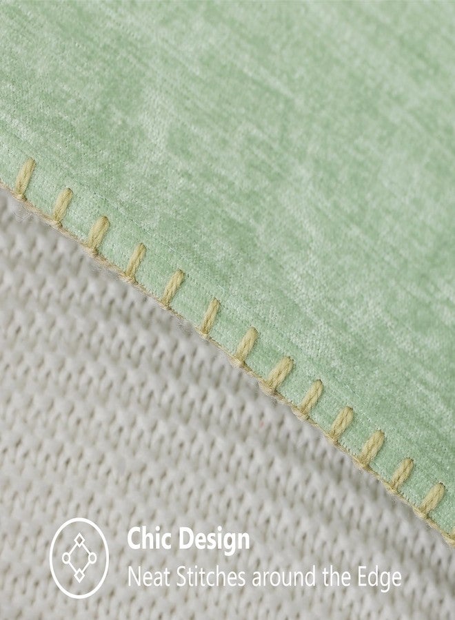 decorUhome Christmas Chenille Soft Throw Pillow Covers 12x20 Set of 2, Lumbar Velvet Farmhouse Neutral Decorative Euro Pillow Covers with Stitched Edge for Couch Sofa Bed Home Decor, Sage Green - Image 4