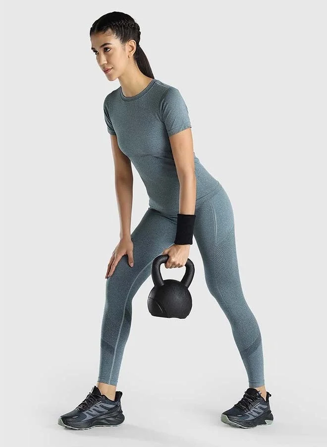 Musclemind Teal Women's Seamless Slim Fit T-shirt for Women | Best Price UAE