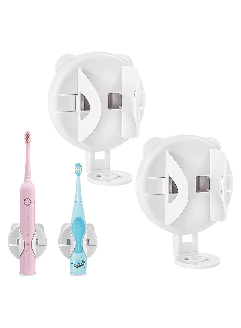 Zikra 2 Pcs Electric Toothbrush Holder,Universal Wall Mounted Tooth Brush Organizer,Auto-Clamping Toothbrushes Stander Gravity Bathroom Organizer Compatible with All Electric Tooth Brush,White - Image 1