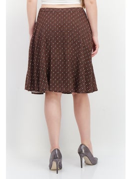 Zero Women Allover Print Midi Skirt, Brown Combo  - Image 2