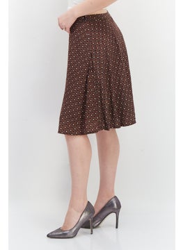 Zero Women Allover Print Midi Skirt, Brown Combo  - Image 4