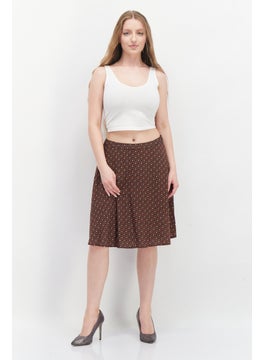 Zero Women Allover Print Midi Skirt, Brown Combo  - Image 3