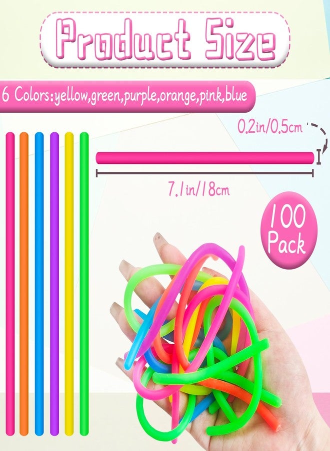 Zddaoole 100 Pcs Stretchy Fidget Toys,Multi-Item Party Favor Toy Colorful Sensory Noodle Strings - Image 2