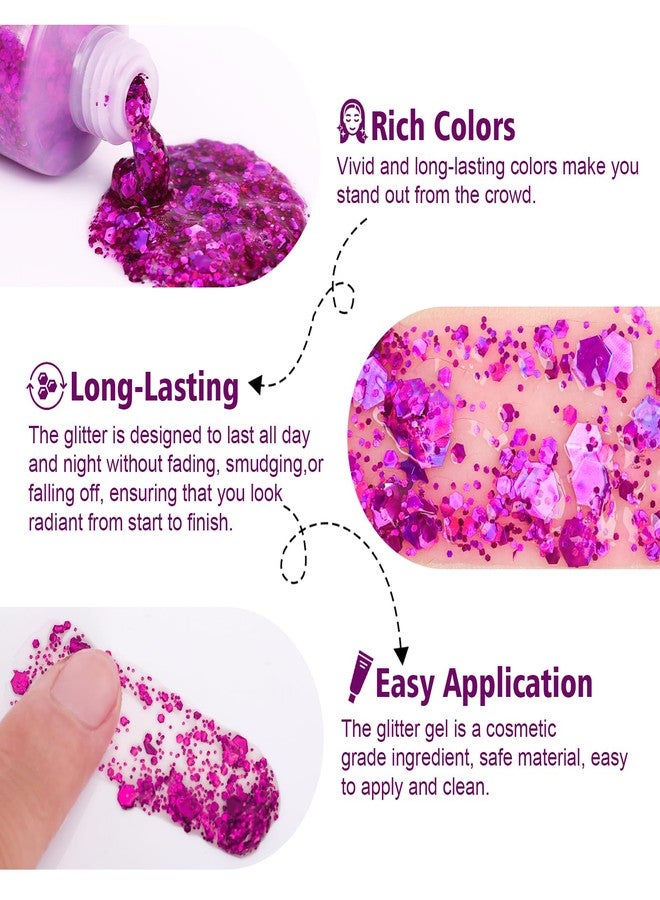 Dmsky 10 Colors Body Glitter,Face Glitter Makeup for Kids Women,Sparkly Chunky Hair Glitter for Eye Lip Hair Nails,Mardi Gras Glitter Makeup Face Paint,Singer Concerts Disco Rave Festival Accessories - Image 5
