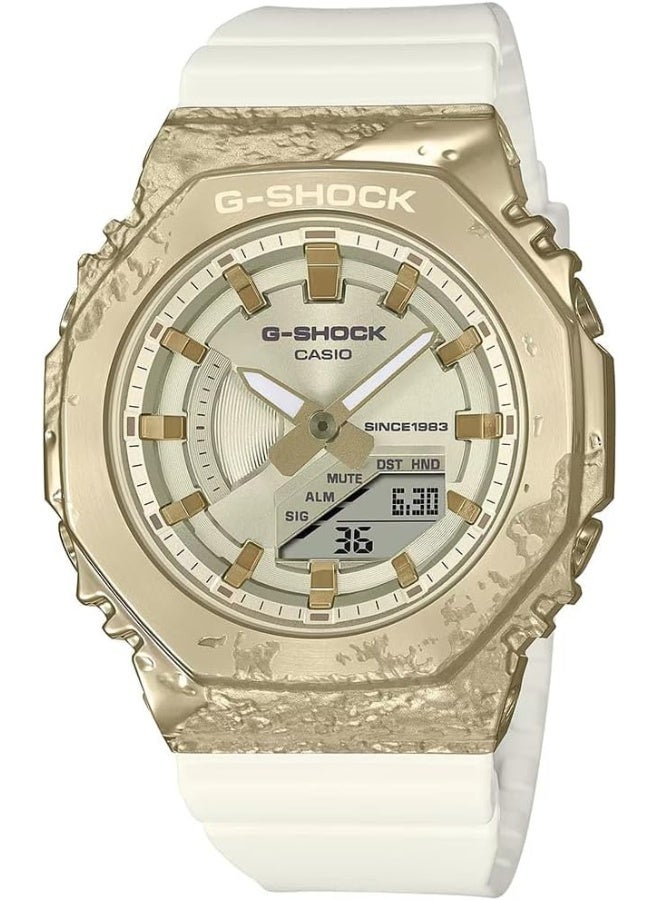 CASIO ساعة كاسيو جي شوك - GM-S2140GEM-9ADR بقرص رمادي، حزام أبيض - Image 1