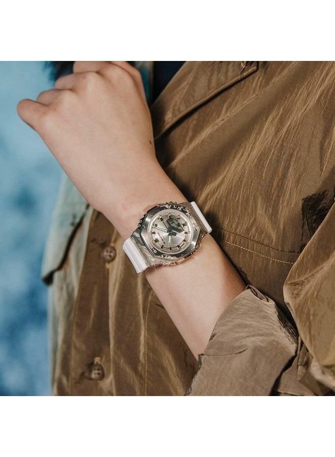 CASIO ساعة كاسيو جي شوك - GM-S2140GEM-9ADR بقرص رمادي، حزام أبيض - Image 4