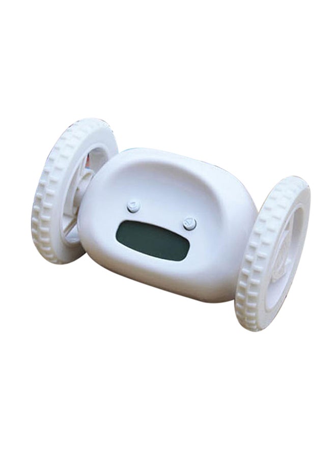 Moving Wheels Lcd Screen Display Running Alarm Clock White 14x9x9cm  - Image 1