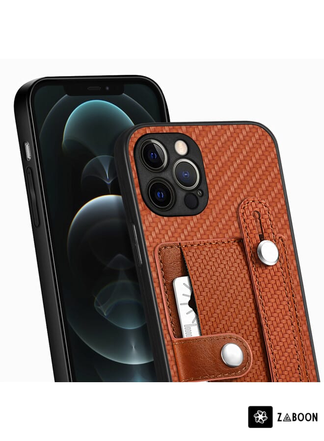 جرين تايجر حافظة هاتف لهاتف iPhone 12 Pro Max مع مسند للبطاقات وغطاء خلفي مع سكين أداة (أسود) - Image 4