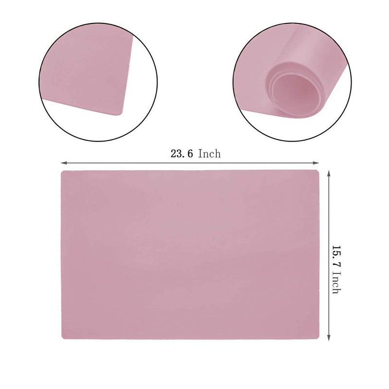 Max2co 23.6'' by 15.7''Flexible Silicone Placemat Non Slip Waterproof Heat Resistant Dinner Table Mat (Light Pink-1 Pcs) - Image 2