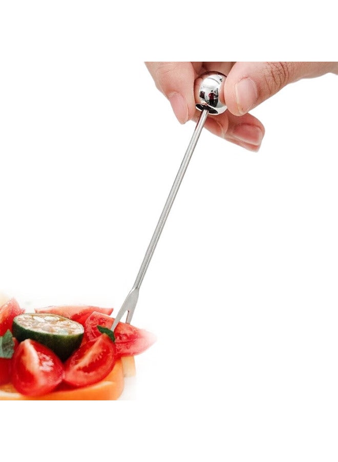 Onlycook Stainless Steel Fruit Fork Set, Fruit Picks Dessert Forks 6-Piece Set With Base, Light Luxury Set - Bear Design - Image 1