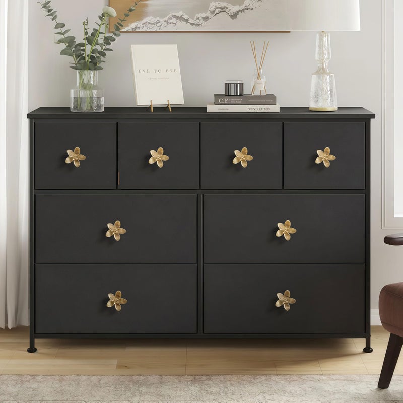 CEYMIO 8 Pack 2.4 Inch Brushed Gold Flower Cabinet Knobs, Vintage Floral Drawer Pulls â€“ Decorative Dresser Handles for Furniture, Vanity, Closet, Bathroom â€“ Unique Antique Hardware - Image 3