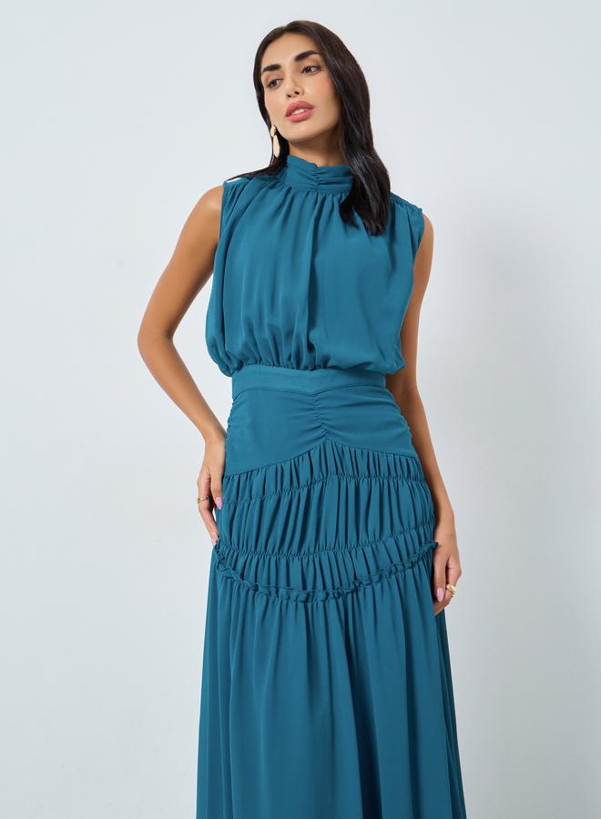 ستايلي فستان طويل بلا أكمام مع كسرات - Image 3