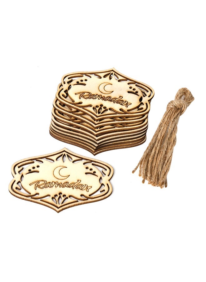 NIBEMINENT 10-Pieces Wooden Ramadan Hanging Pendants With Ropes Brown 9x2.6x7.3centimeter - Image 3