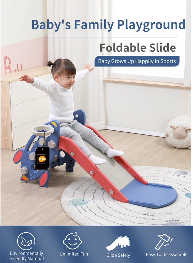 Kidle 2 In 1 Multi-Function Children's Slide With Basketball Hoop 122x52x53cm - Image 2