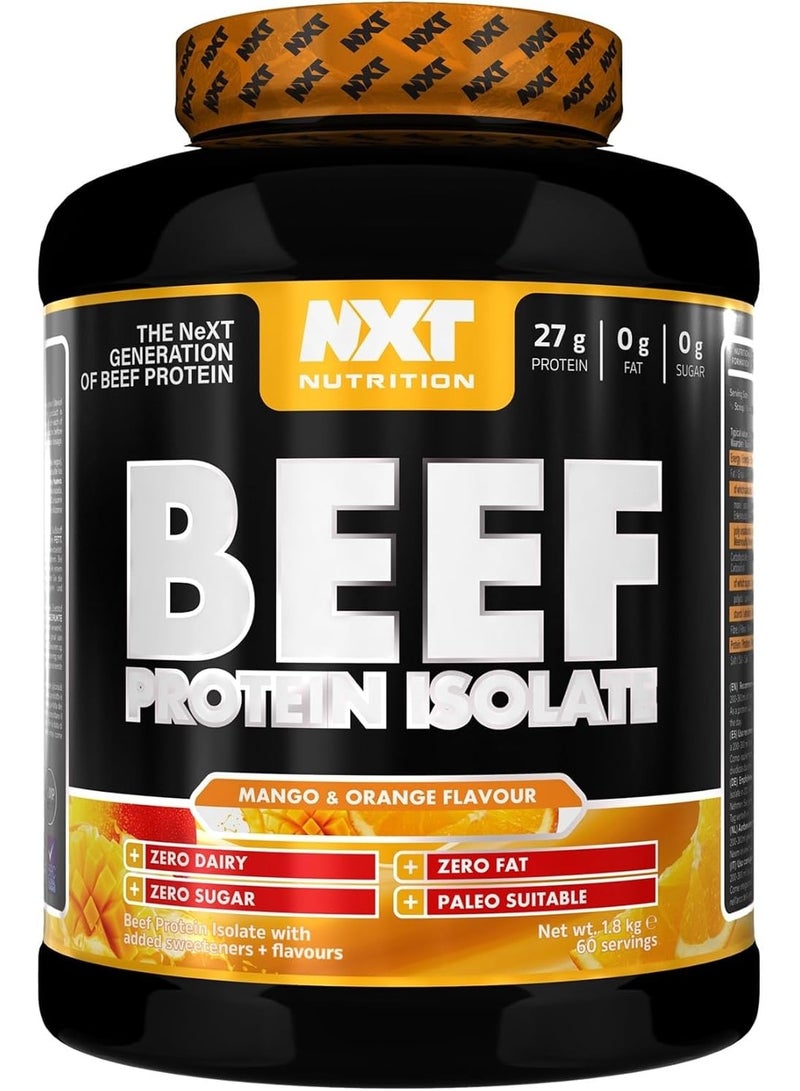 NXT Nutrition Beef Protein Isolate Zero Dairy Orange Mango Flavour 60 Servings 1800g - Image 1