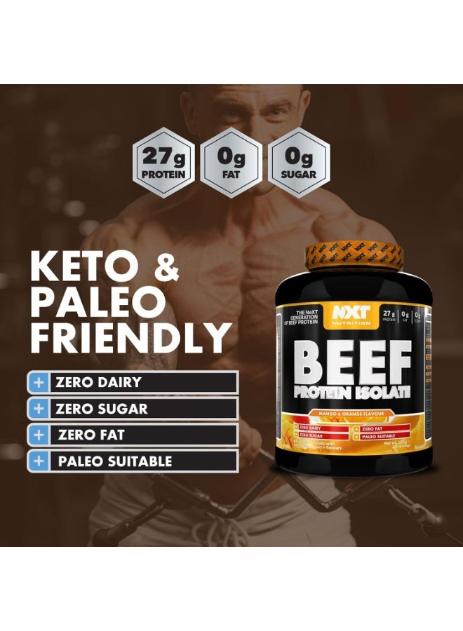 NXT Nutrition Beef Protein Isolate Zero Dairy Orange Mango Flavour 60 Servings 1800g - Image 3