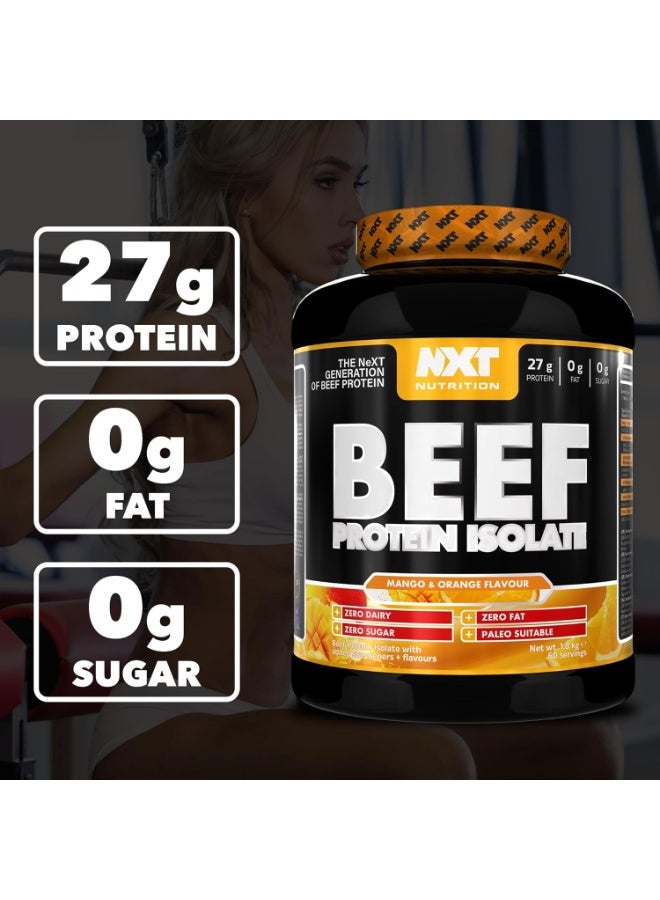 NXT Nutrition Beef Protein Isolate Zero Dairy Orange Mango Flavour 60 Servings 1800g - Image 4