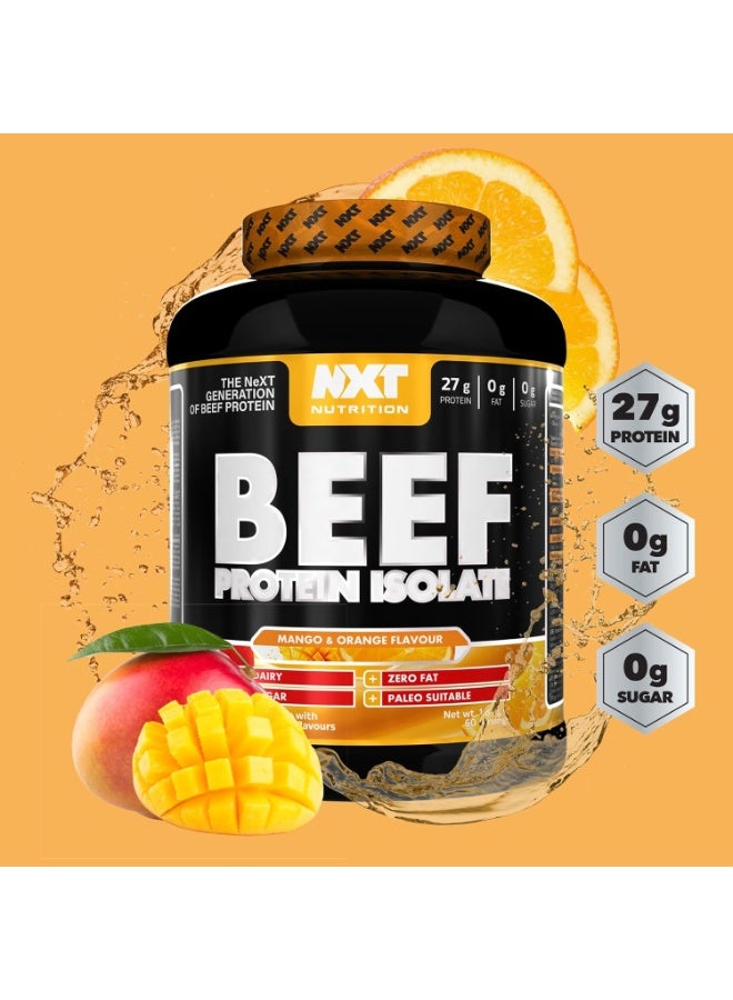 NXT Nutrition Beef Protein Isolate Zero Dairy Orange Mango Flavour 60 Servings 1800g - Image 2