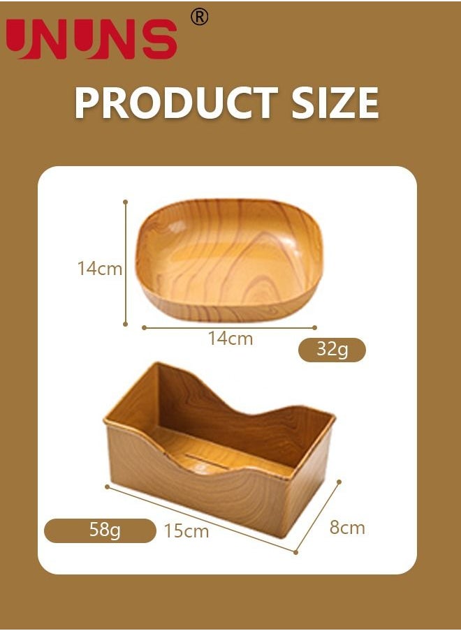 12 Pcs Wooden Grain Plates, Reusable Appetizer and Dessert Plates Set, Heavy Duty Elegant and Sturdy Design Plates Eco Friendly Dinner Plates for Dishes Snack, Dessert, Salad Serving, Housewarming