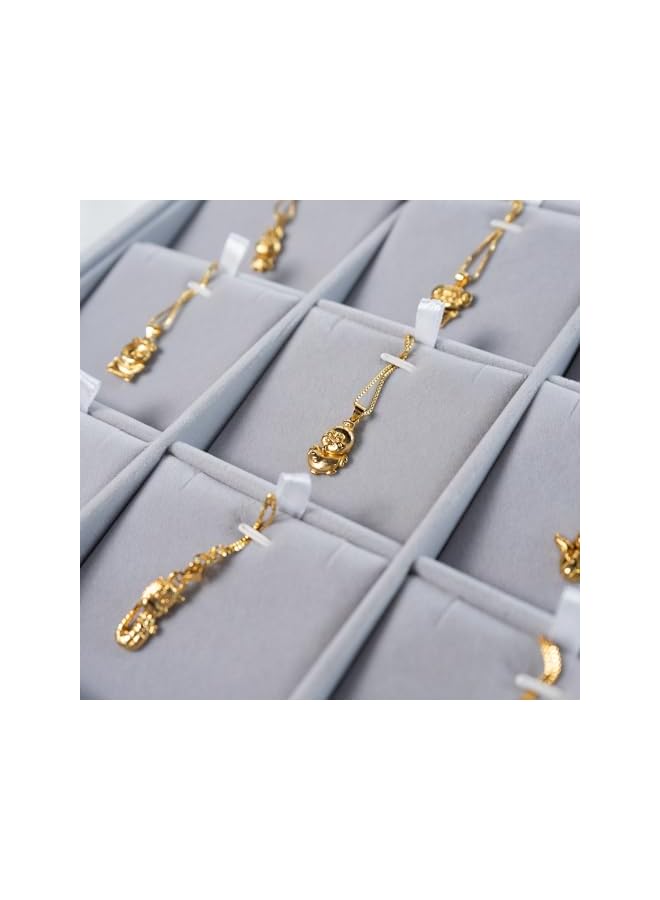 The Bros Jewelry Trays Organizer Storage Display Showcase Box Chests Holder for Ring Earring Necklace Bracelet Pendant 12 Grid Grey - Image 4