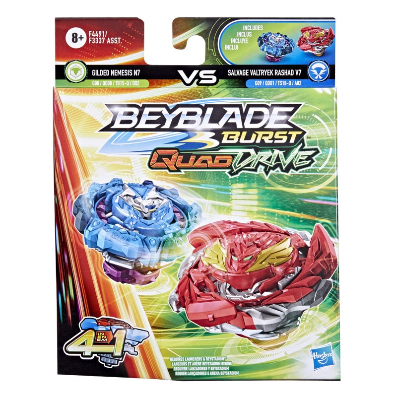 BEYBLADE Burst QuadDrive Salvage Valtryek Rashad V7 and Gilded Nemesis N7 Spinning Top Dual Pack -- 2 Battling Game Top Toy for Kids Ages 8 and Up - Image 3