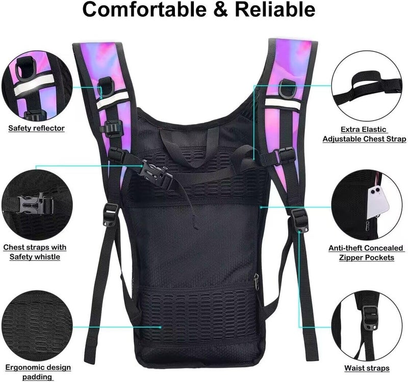 Mothybot Hydration Backpack Pack, Water Backpack 20L Capacities Included 2L Hydration Bladder, Festival Essential - Rave Hydration Pack Hydropack Hydro for Hiking, Running, Biking, Festival Gear - Image 3