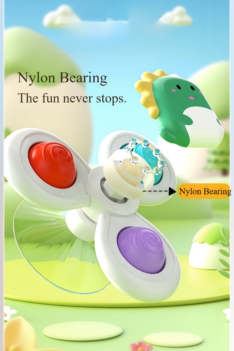 أفضل ذروة ألعاب حمام الطفل، مجموعة من 3 قطع من ألعاب الأكل والاستحمام الدوارة ذات الأكواب الماصة، ألعاب حسية جديدة، دوارات فيدجيت، مناسبة لألعاب حمام الأطفال الصغار، أعياد ميلاد الأطفال، هدايا الأطفال، ألعاب تعليمية ممتعة بالضغط على الإصبع، دوارات فيدجيت دوارة للأكل والاستحمام - مجموعة Forest Spin من 3 قطع (سوار + كوب شفط) - Image 4