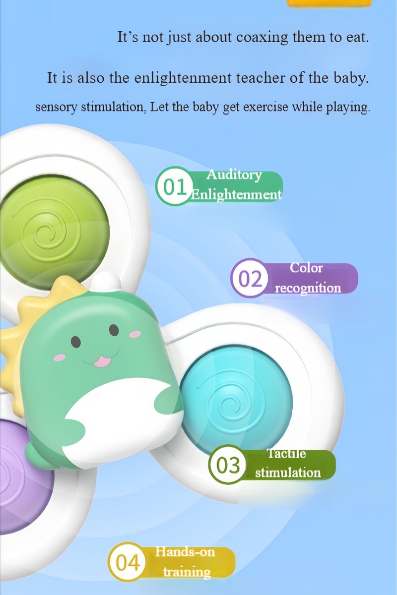 أفضل ذروة ألعاب حمام الطفل، مجموعة من 3 قطع من ألعاب الأكل والاستحمام الدوارة ذات الأكواب الماصة، ألعاب حسية جديدة، دوارات فيدجيت، مناسبة لألعاب حمام الأطفال الصغار، أعياد ميلاد الأطفال، هدايا الأطفال، ألعاب تعليمية ممتعة بالضغط على الإصبع، دوارات فيدجيت دوارة للأكل والاستحمام - مجموعة Forest Spin من 3 قطع (سوار + كوب شفط) - Image 5