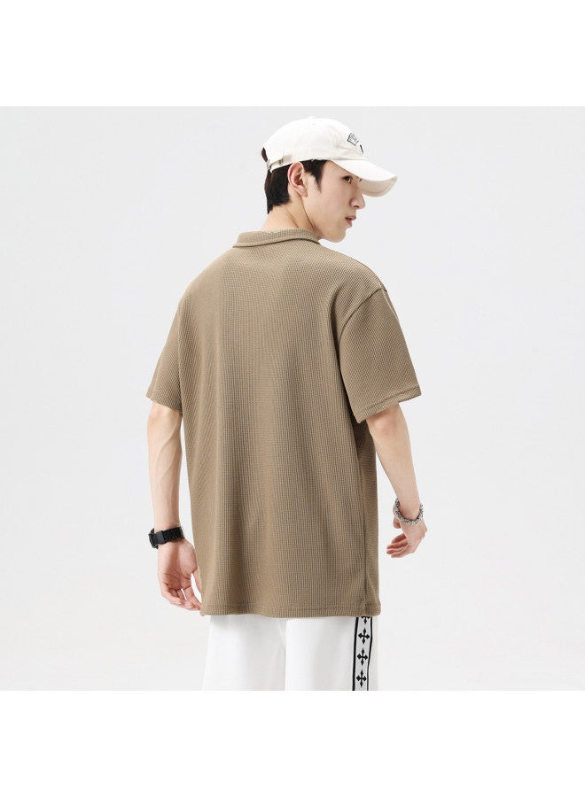 Baleno Men's Polo Shirt Summer Waffle Knit Comfortable Sports Casual T-shirt Versatile Loose Fit Collared Short Sleeve Top - Image 4