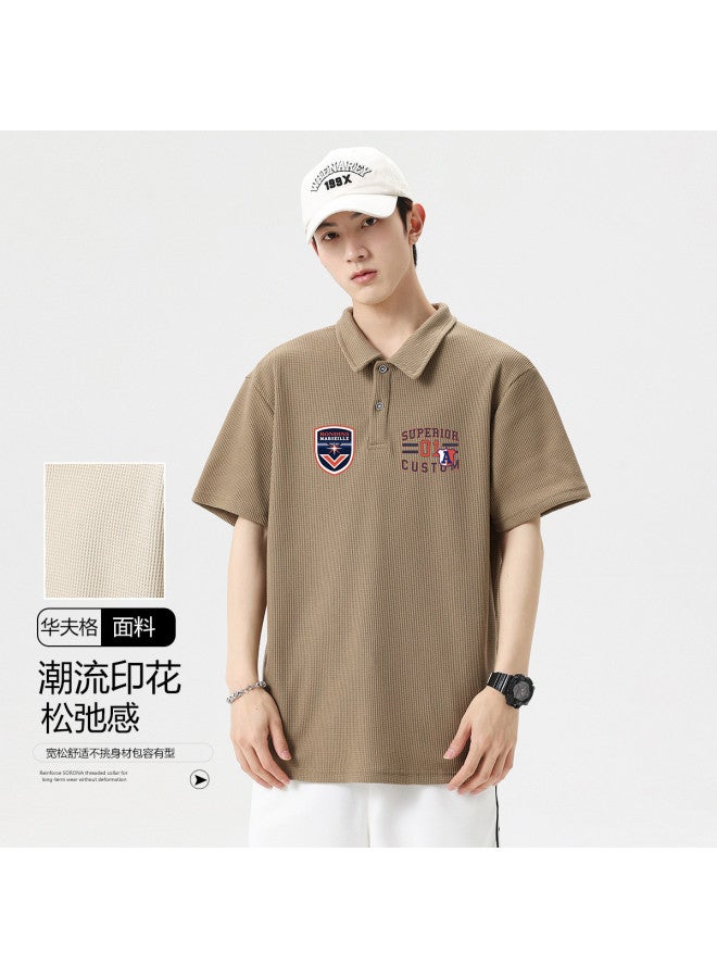 Baleno Men's Polo Shirt Summer Waffle Knit Comfortable Sports Casual T-shirt Versatile Loose Fit Collared Short Sleeve Top - Image 2
