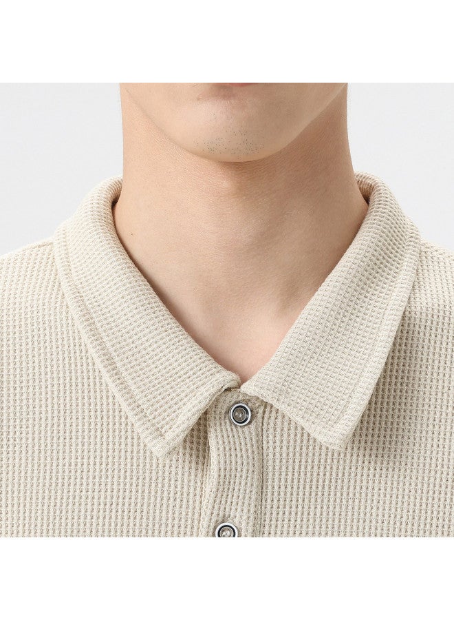 Baleno Men's Polo Shirt Summer Waffle Knit Comfortable Sports Casual T-shirt Versatile Loose Fit Collared Short Sleeve Top - Image 5