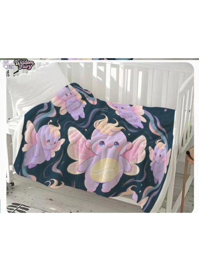 Wisdom Fairy Baby Children's Cartoon Flannel Thin Blanket (warm and comfortable, suitable for sleep, gaming) 70cm*100cm - 60 - Image 1