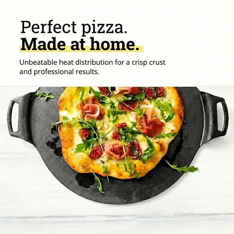 Lodge Seasoned Cast Iron Pizza Pan - Pre-Seasoned, Round Pizza Pan with Dual Assist Handles - Even Heat Distribution- PFAS-Free, Non-Toxic Cookware - Oven Safe - 15 Inch - Image 4