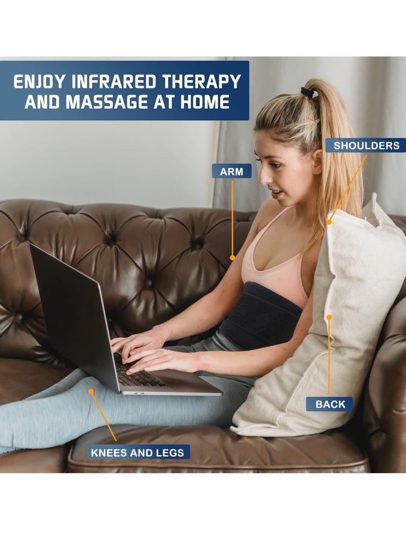 Loquat Infrared Red Light Therapy Belt for Body LED Lamp Vibration Wrap for Pain Relief with Timer Remote Control Wearable Back Pain Therapy Belt Infrared Light Therapy for Improvement Metabolism - Image 4