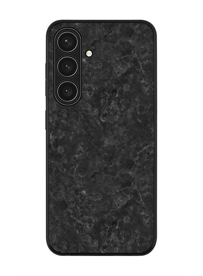 Stylizedd حافظة حواف سوداء متينة لهاتف سامسونج جالاكسي S24 FE، حافظة مرنة رفيعة مضادة للصدمات TPU جل بتصميم رخامي أسود - Image 1