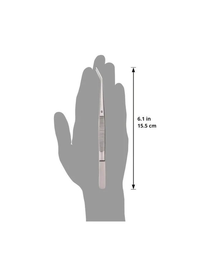 6 بوصة 3 قطع مجموعة ملاقط معدنية احترافية ذات أطراف مسننة منحنية للخياطة والحرف اليدوية - Image 4