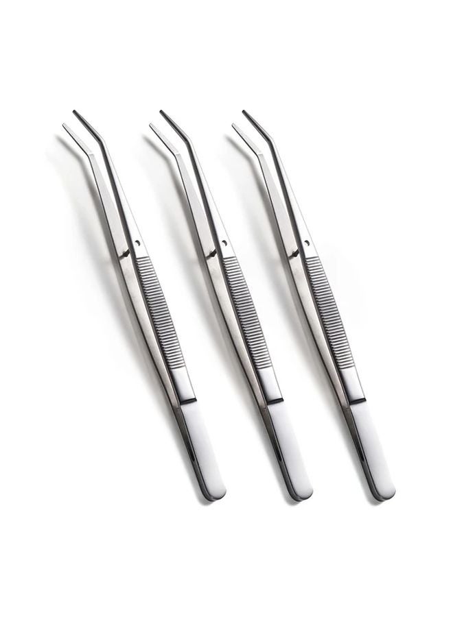 6 بوصة 3 قطع مجموعة ملاقط معدنية احترافية ذات أطراف مسننة منحنية للخياطة والحرف اليدوية - Image 1