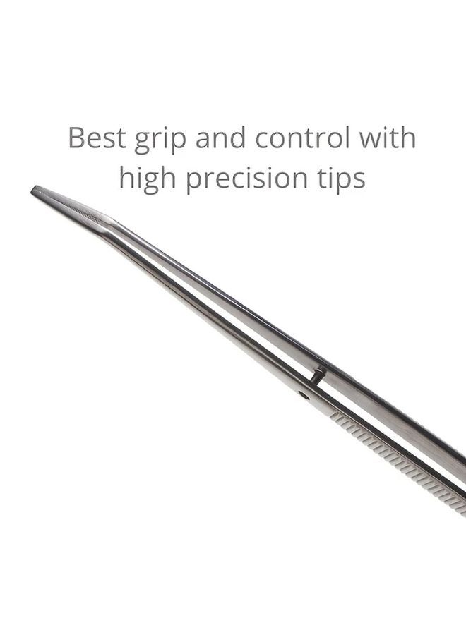 6 بوصة 3 قطع مجموعة ملاقط معدنية احترافية ذات أطراف مسننة منحنية للخياطة والحرف اليدوية - Image 3