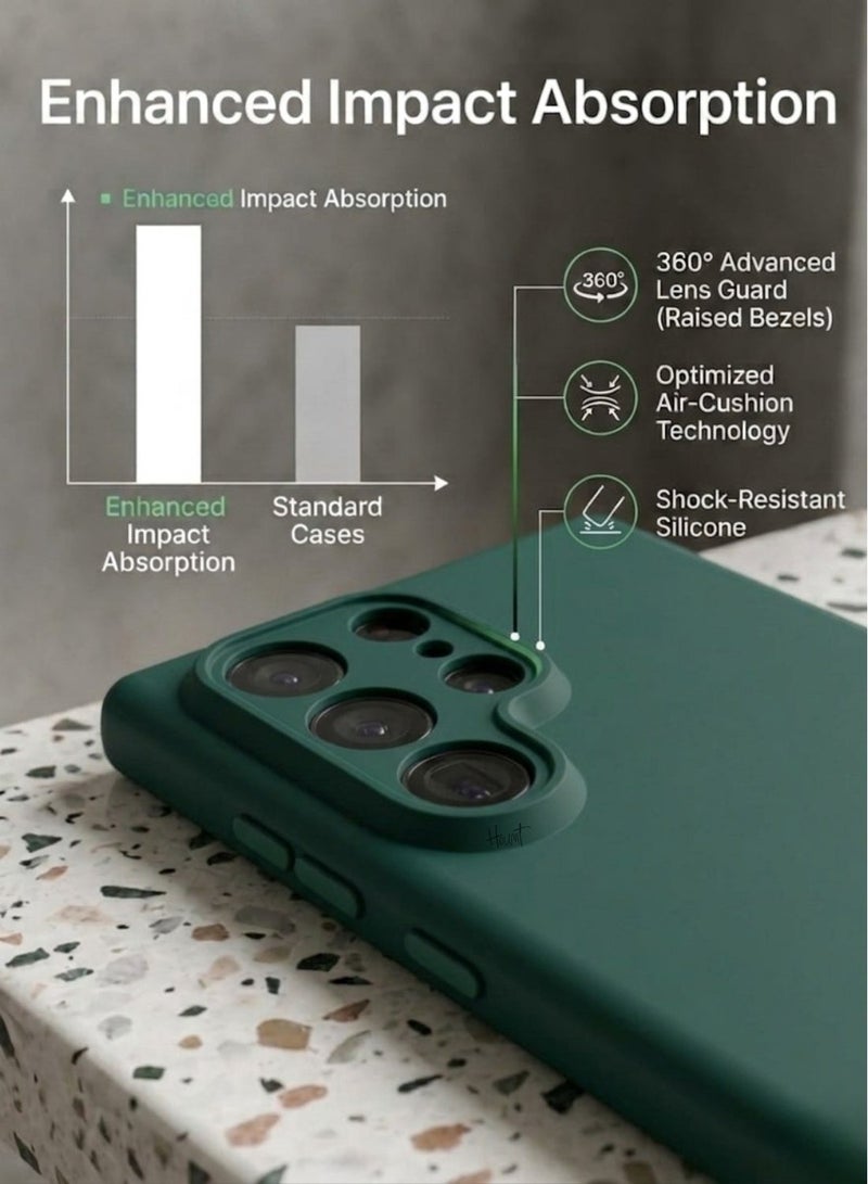 ELTRAZONE Galaxy S26 Ultra Case Green Color 6.9 Inch Shockproof Protective Cover with Advanced Camera Lens Protection Raised Bezels Air Cushion Technology Slim Matte Back Case - Image 4