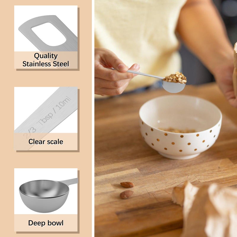 BERYLER 1PCS 2/3tbsp (2tsp, 10ml, 1/3oz) Single Measuring Spoon, Stainless Steel Individual Teaspoons Only - Image 3
