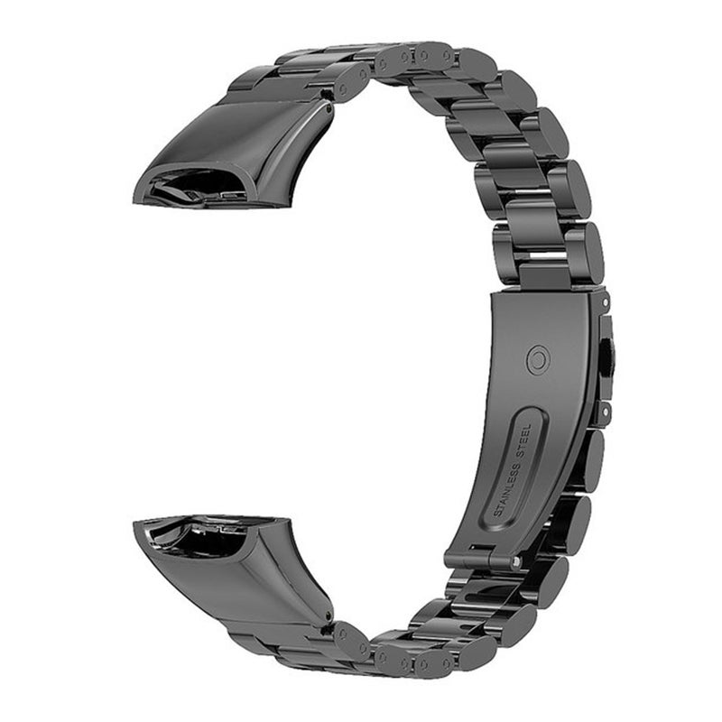 erorex For Huawei Band 6 / Honor Band 6 / 7 Three Strains Stainless Steel Metal Buckle Watch Band(Black) - Image 1