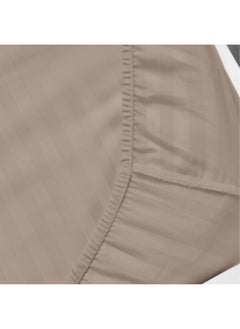 Rest Stripe Fitted Sheet Set King 180 X 200+30 Cm + 2 Pillowcases 50 X 75 Cm Brushed Microfiber Premium Durable Quality Deep Pocket For A Perfect Fit Shrinkage Fade Resistant Brown  - Image 3