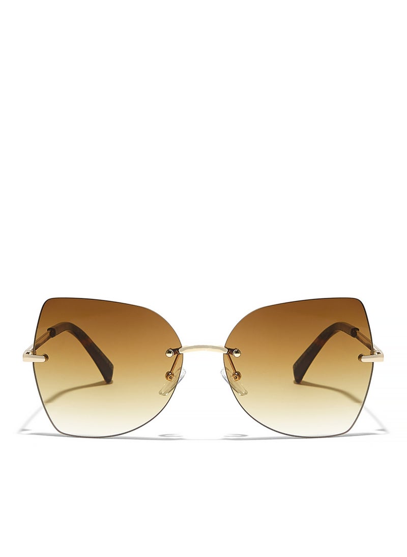 Blackout NAOMI Women Japanese Gold Sunglasses - Frame Material: Metal- Frame Color: Japanese Gold-Lens Color: Brown - Full Rim  - Image 1